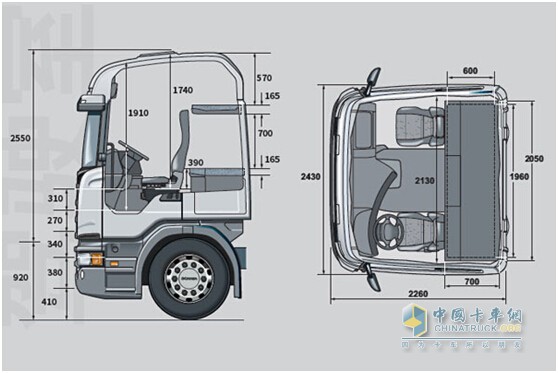 斯堪尼亞CG19H駕駛室尺寸規(guī)格圖