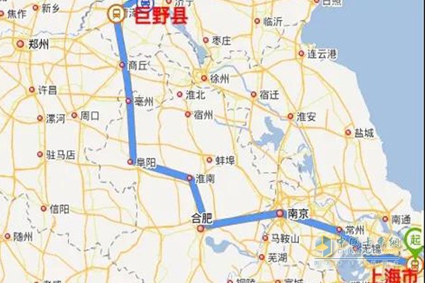 中國重汽“年，豪沃、豪瀚送您回家過”活動(dòng)上海-巨野路線圖