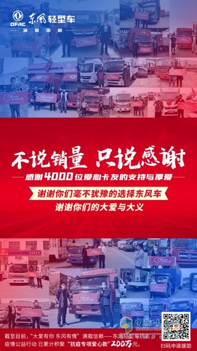 超4000位卡友參與愛(ài)心義捐，與東風(fēng)輕型車(chē)一道馳援抗疫