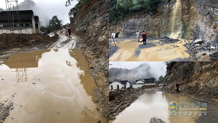 山路山都是積水只能步行