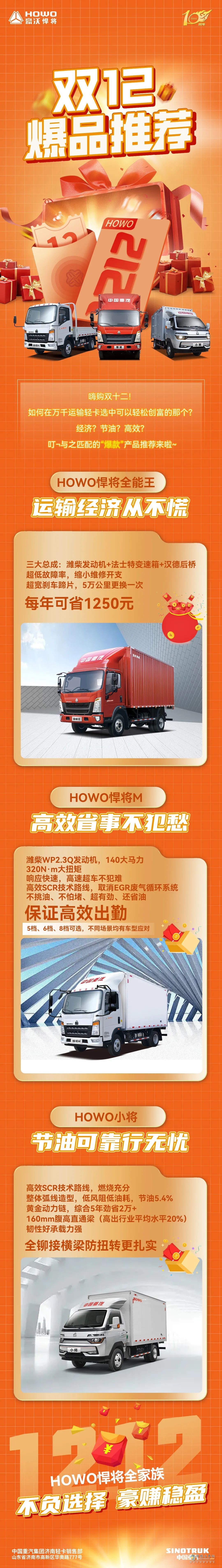 雙十二，HOWO悍將推薦。