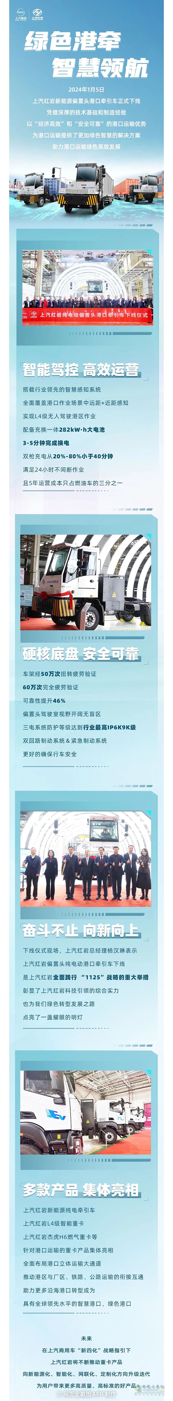 綠色港牽智慧領航，上汽紅巖新能源偏置頭港口牽引車正式下線!